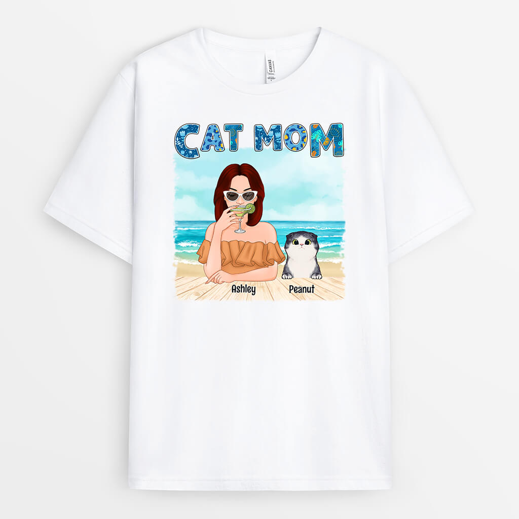 Cat Mom - Personalized T-Shirt - Gift for Cat Lovers