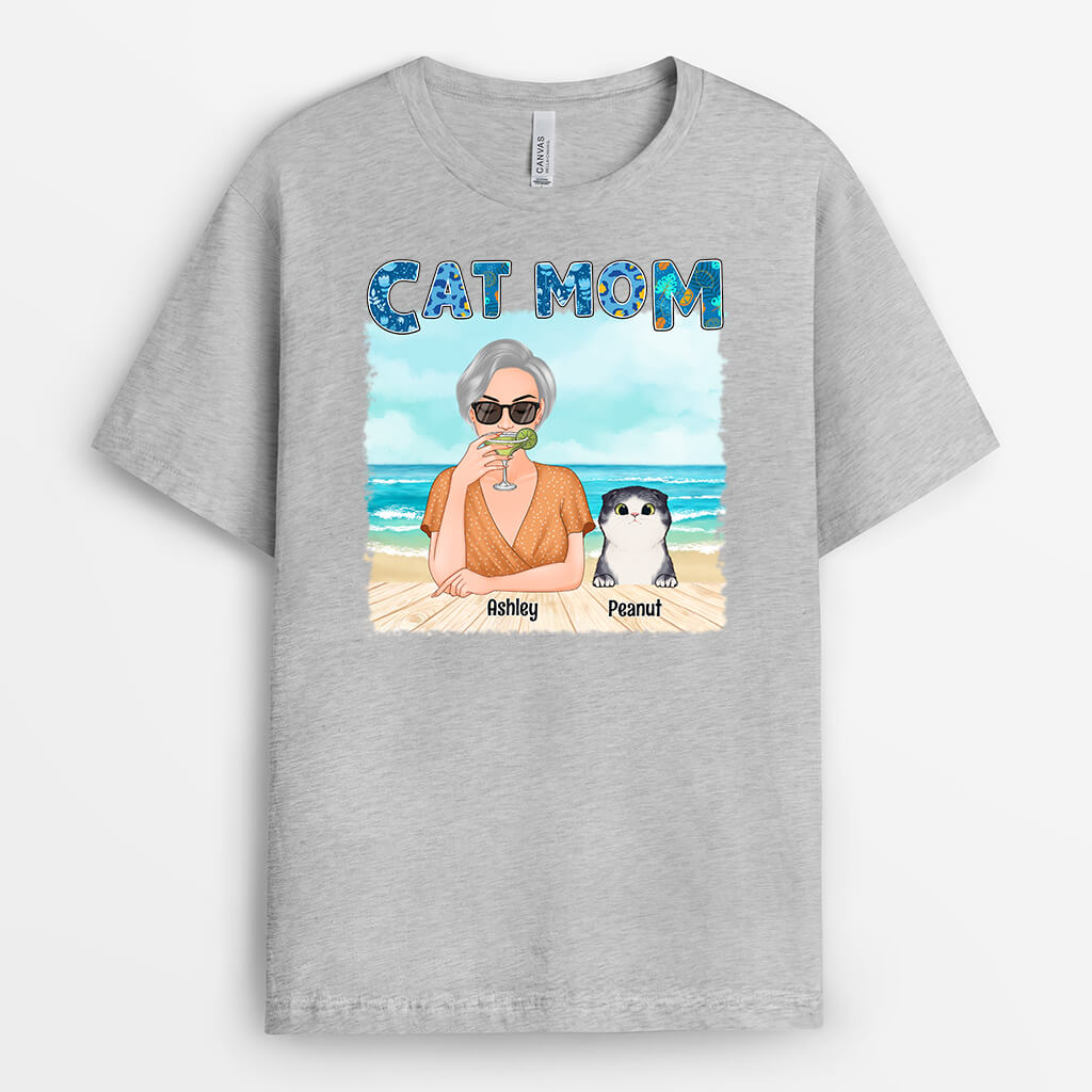 Cat Mom - Personalized T-Shirt - Gift for Cat Lovers