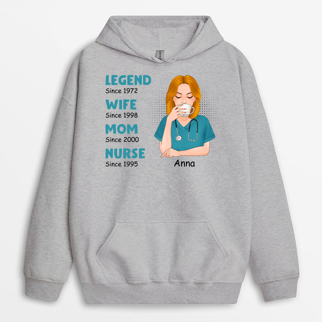 Personalized Legend Wife Mom Nurse Hoodie