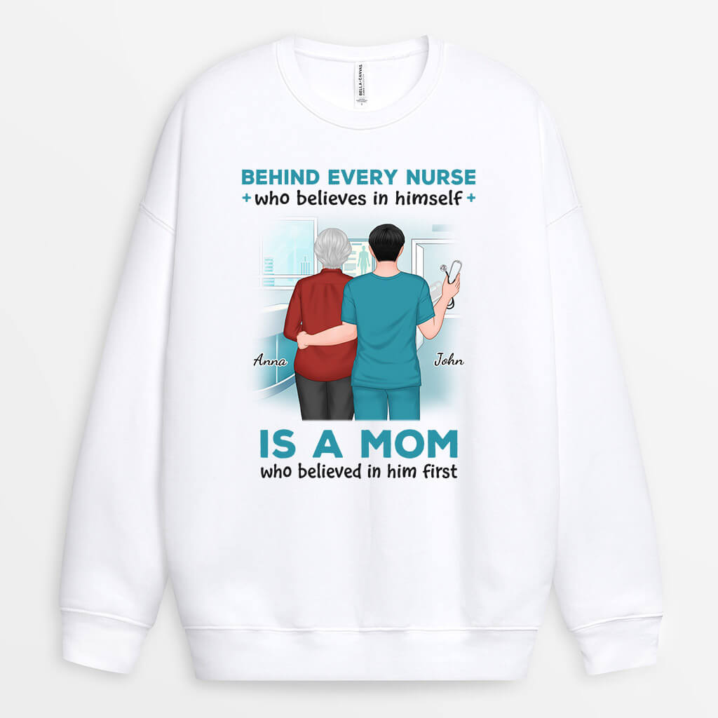 Personalized Behind Every Nurse Is A Mom Sweatshirt