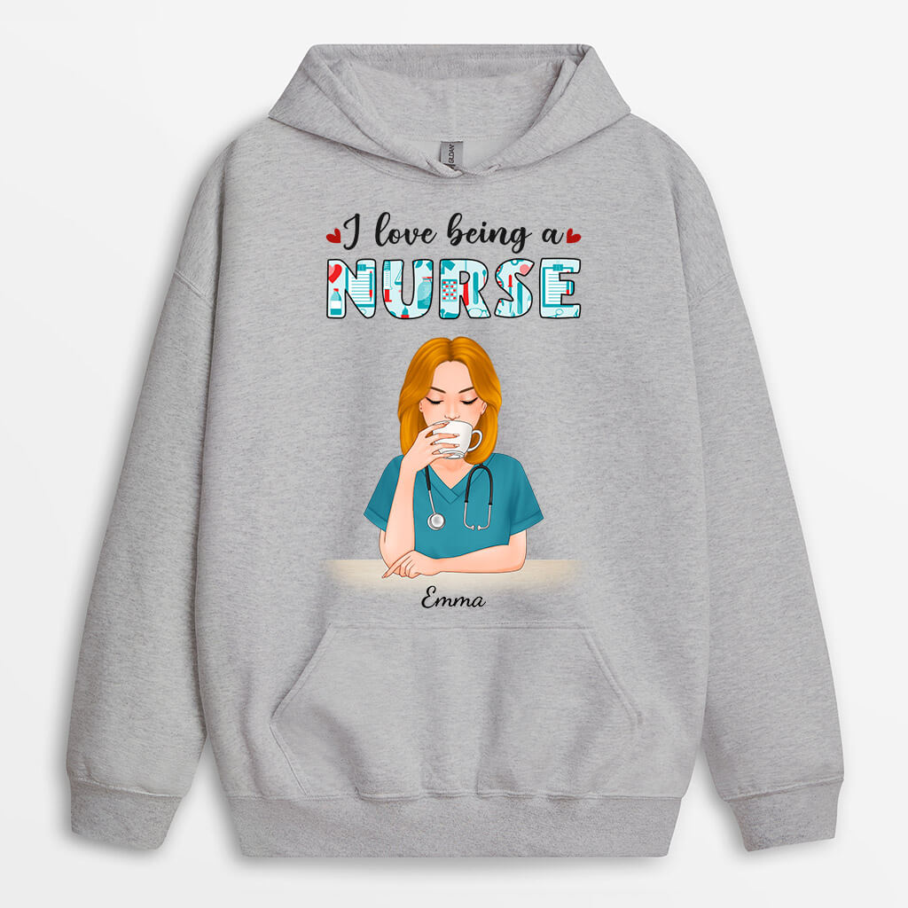Personalized I Love Being A Nurse Hoodie