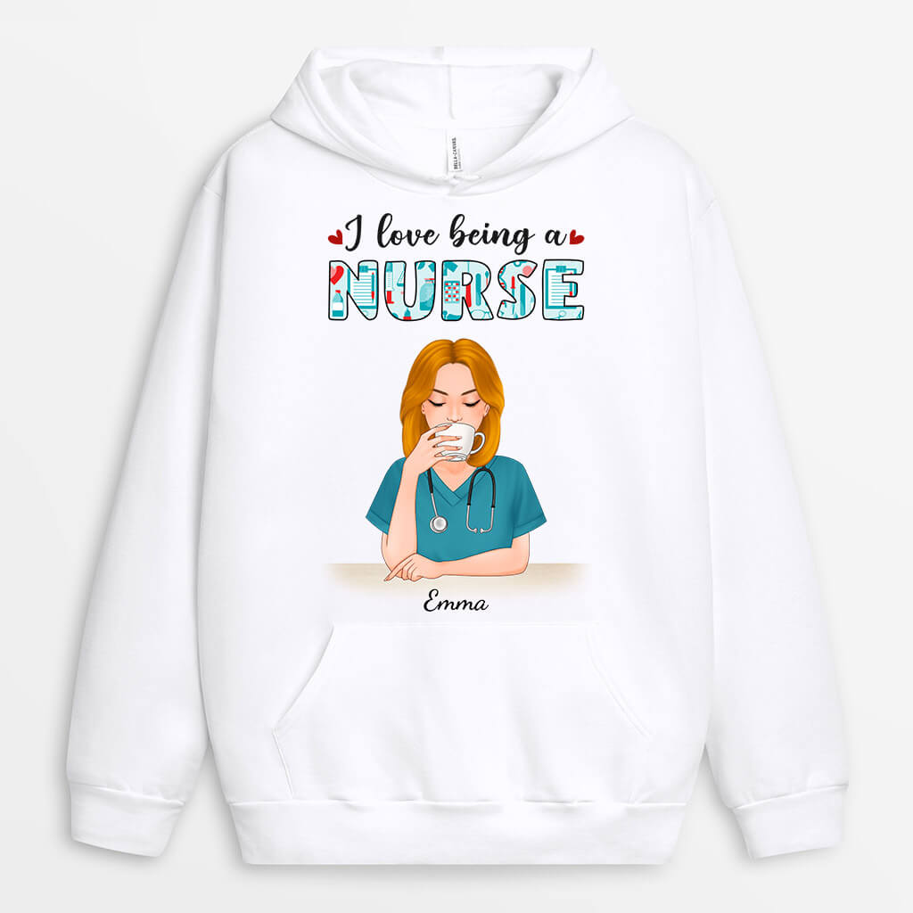Personalized I Love Being A Nurse Hoodie