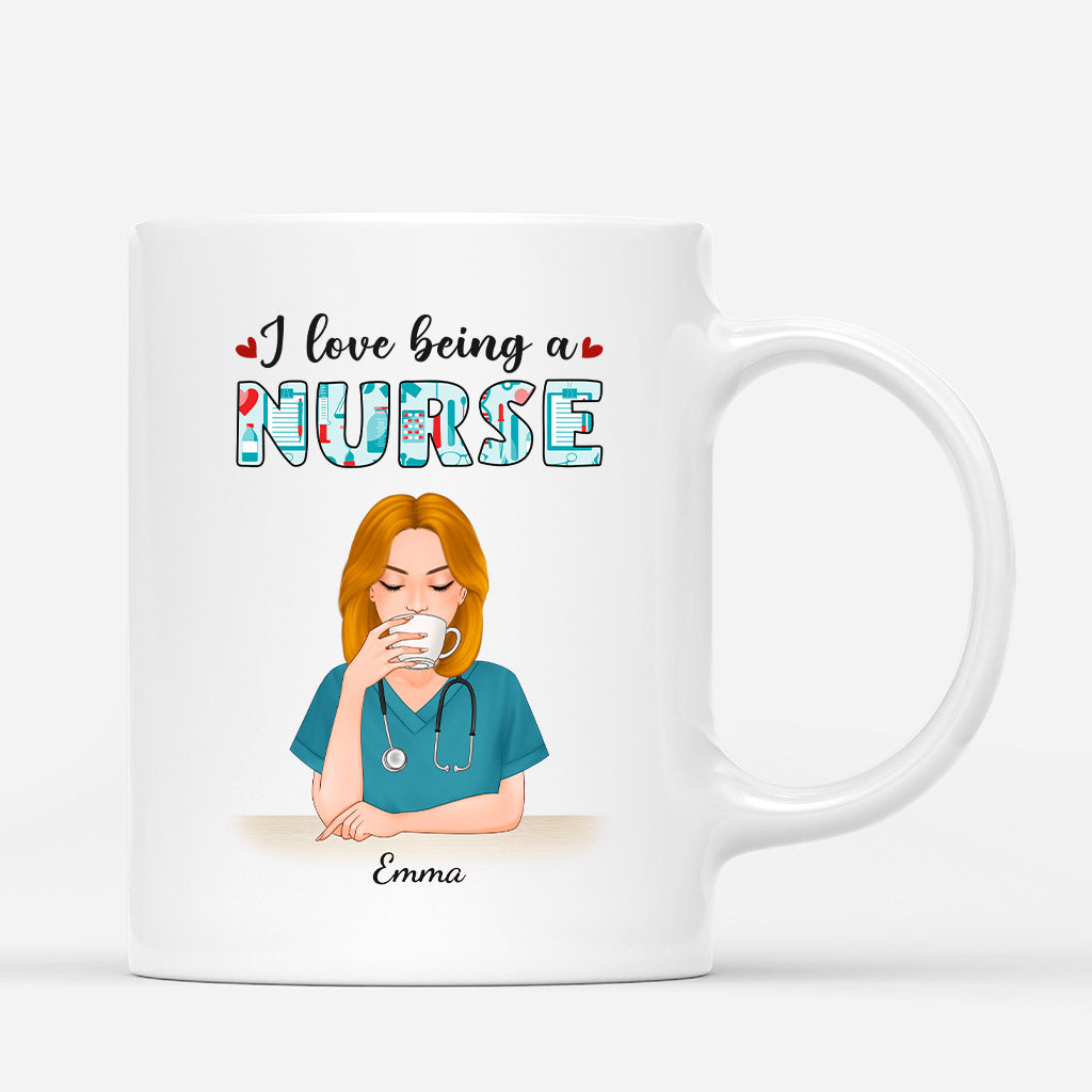 Personalized I Love Being A Nurse Mug