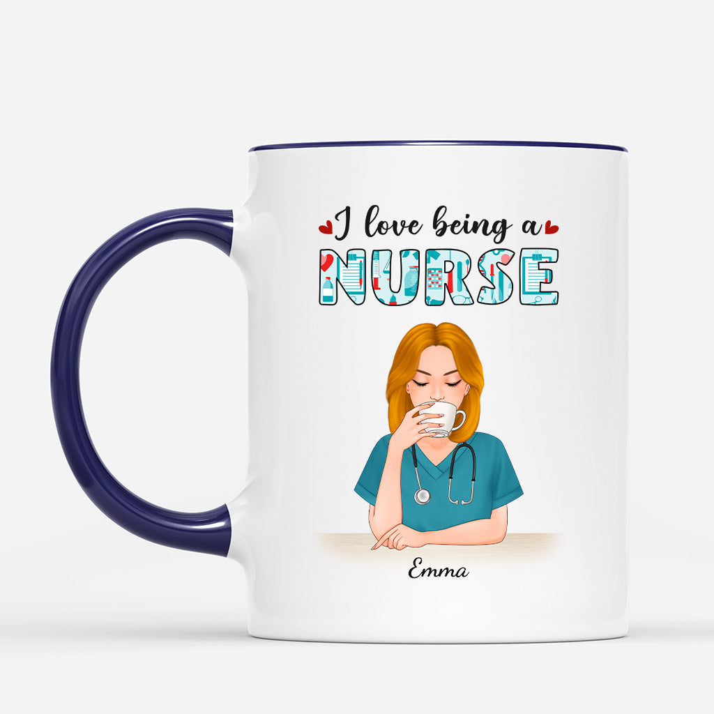 Personalized I Love Being A Nurse Mug