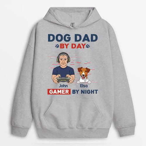 Dog Dad By Day Gamer By Night Hoodie - Funny Gifts For Dog Lovers