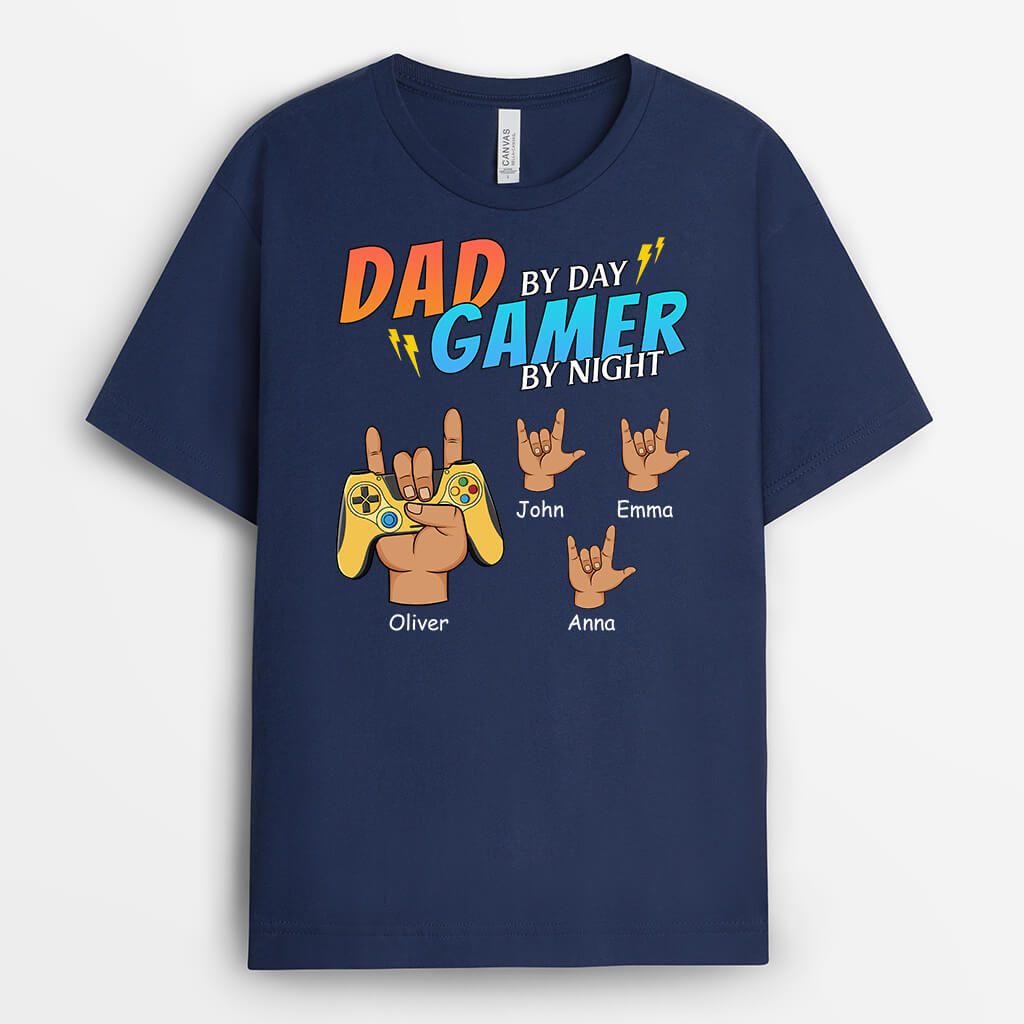 Personalized Dad By Day Game Player By Night T-Shirt