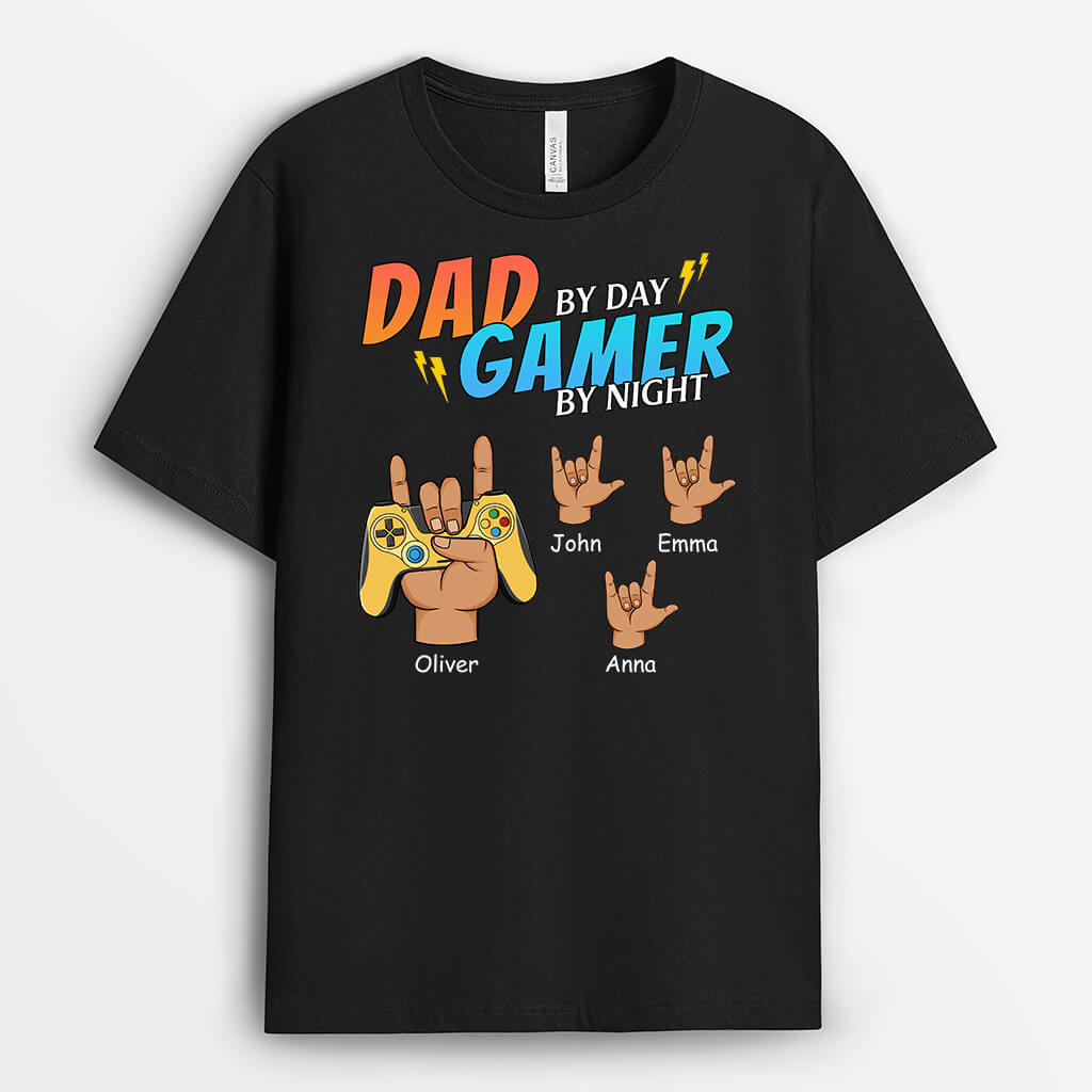 Personalized Dad By Day Game Player By Night T-Shirt
