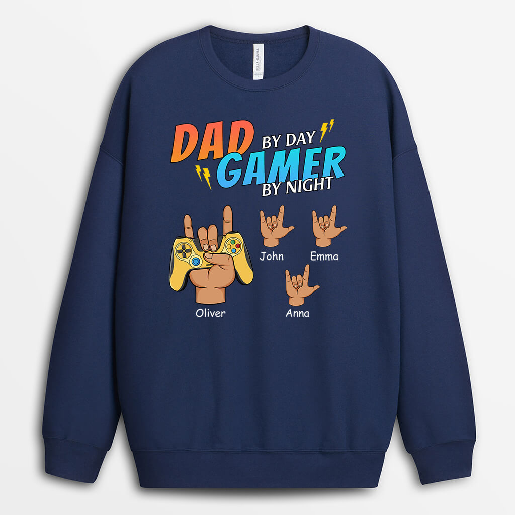 Personalized Dad By Day Game Player By Night Sweatshirt