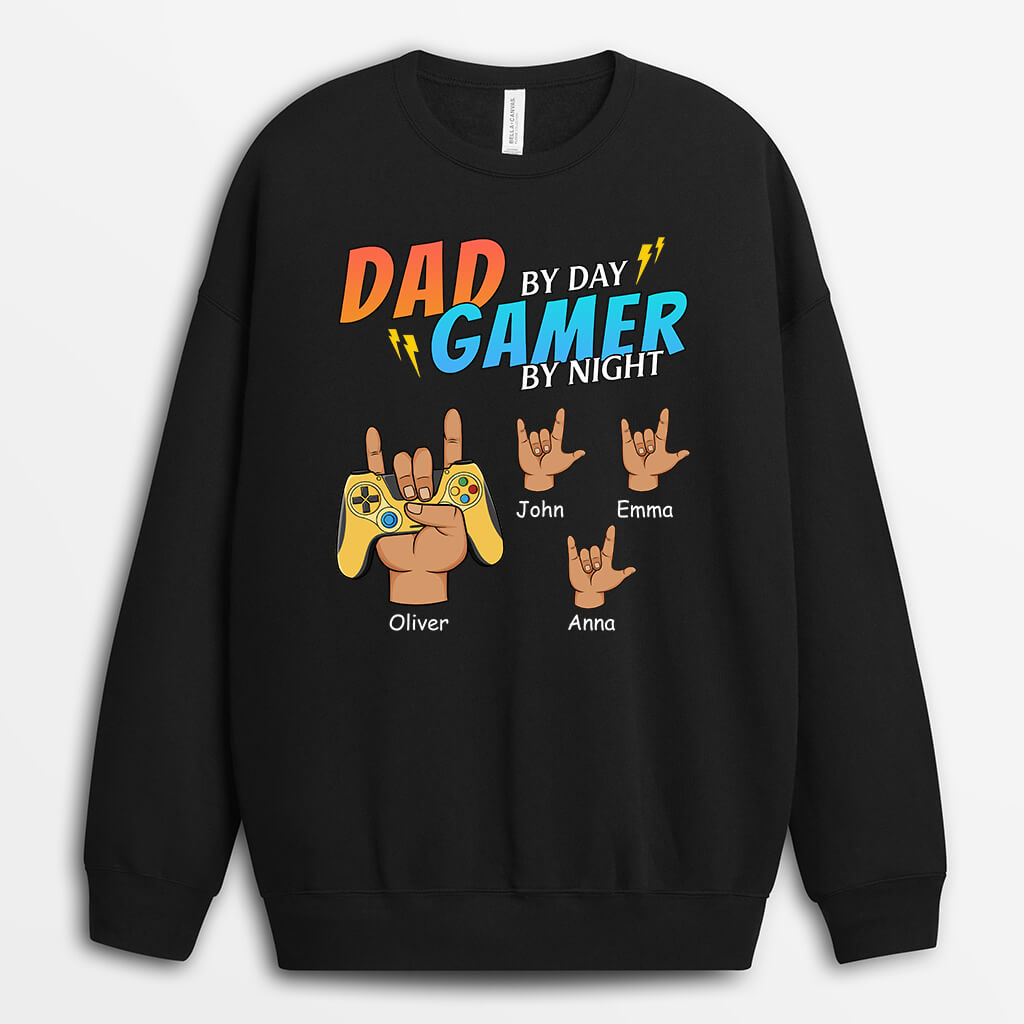 Personalized Dad By Day Game Player By Night Sweatshirt