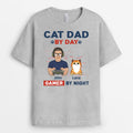 Personalized Cat Dad By Day Gamer By Night T-Shirt