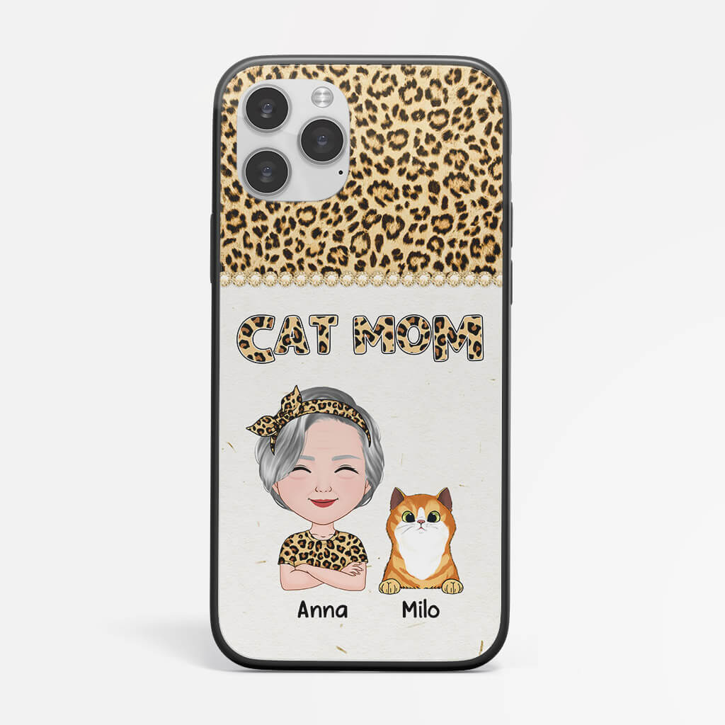 Personalized Cat Mom Leopard Theme iPhone 11 Phone Case
