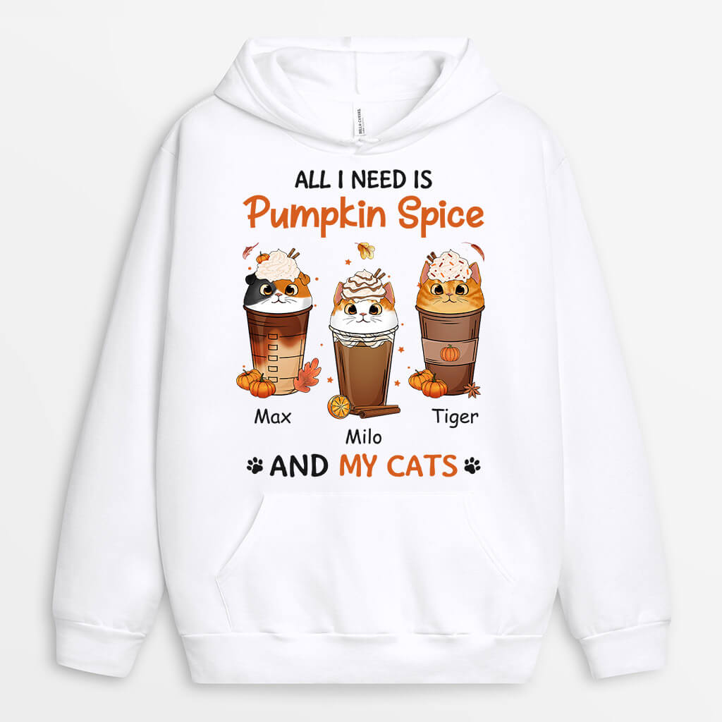 Personalized All I Need Is Pumpkin Spice And My Cats Hoodie