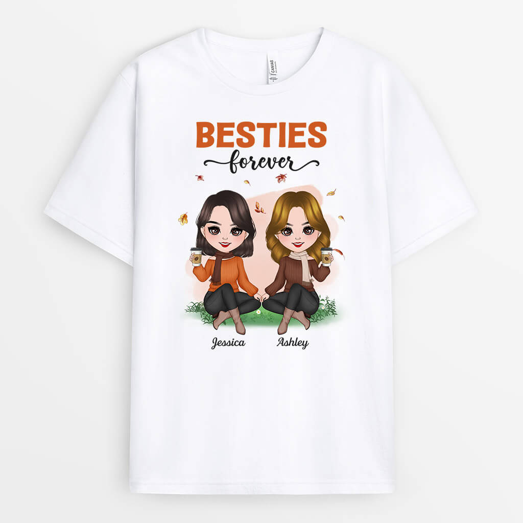 Personalized Besties Forever in Fall Season T-Shirt
