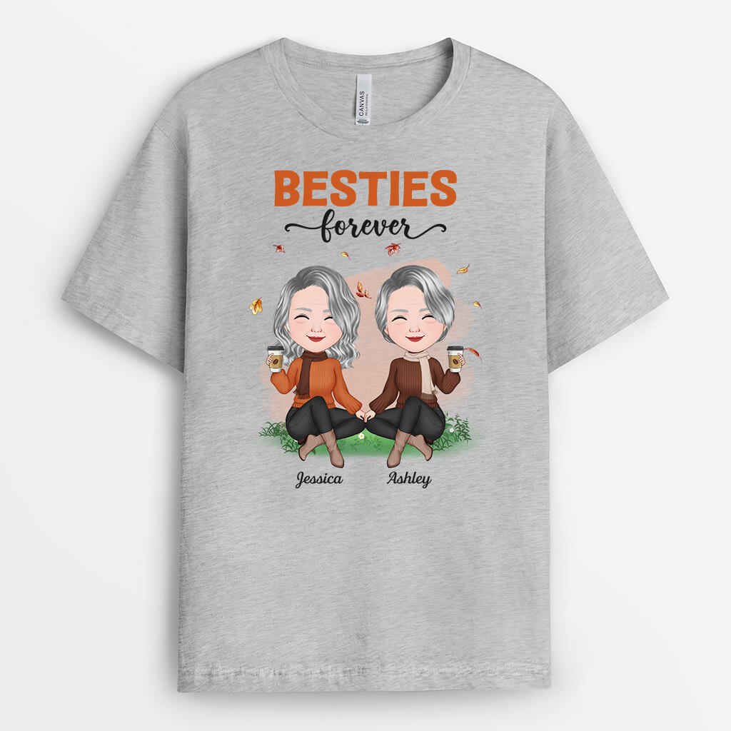 Personalized Besties Forever in Fall Season T-Shirt