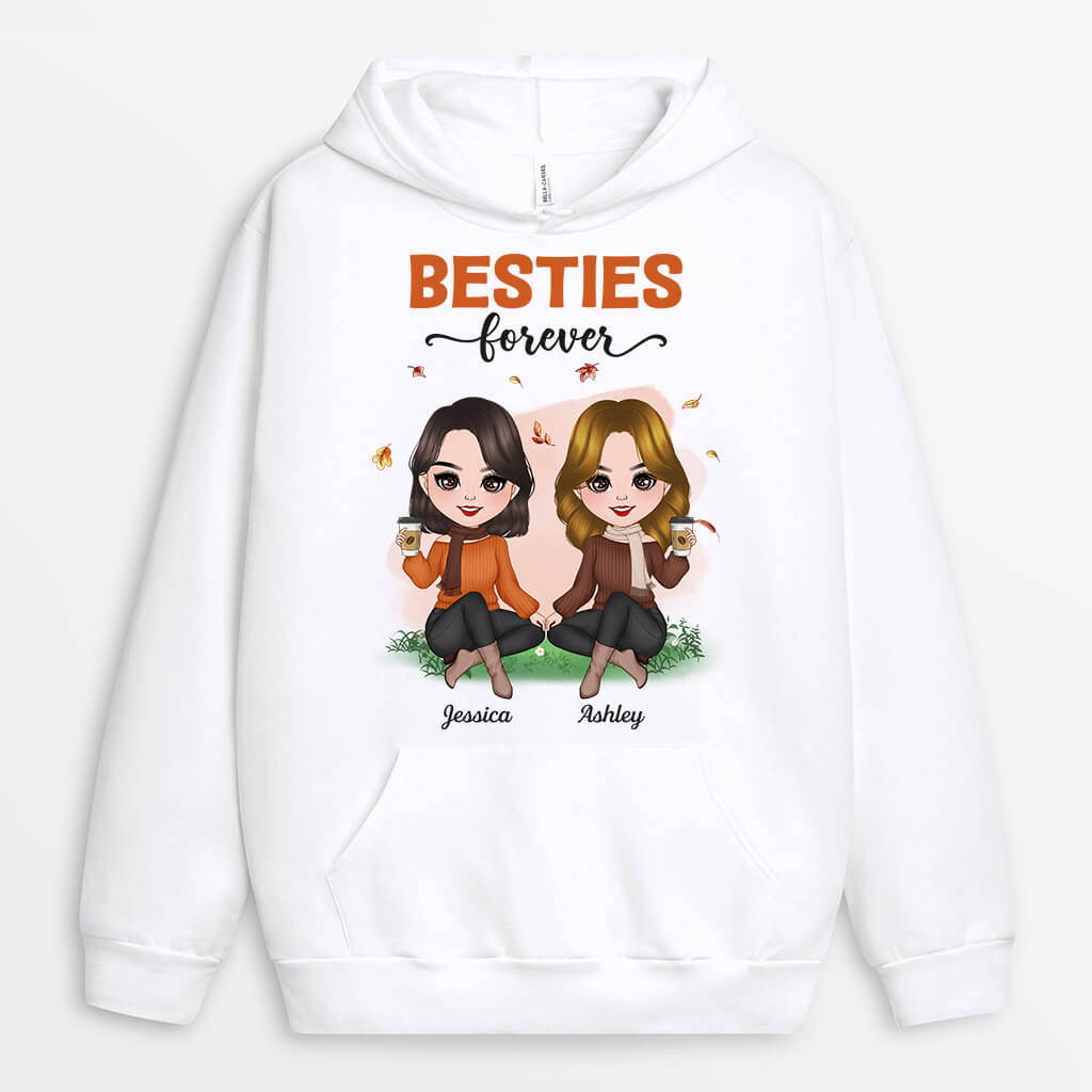 Personalized Besties Forever in Fall Season Hoodie