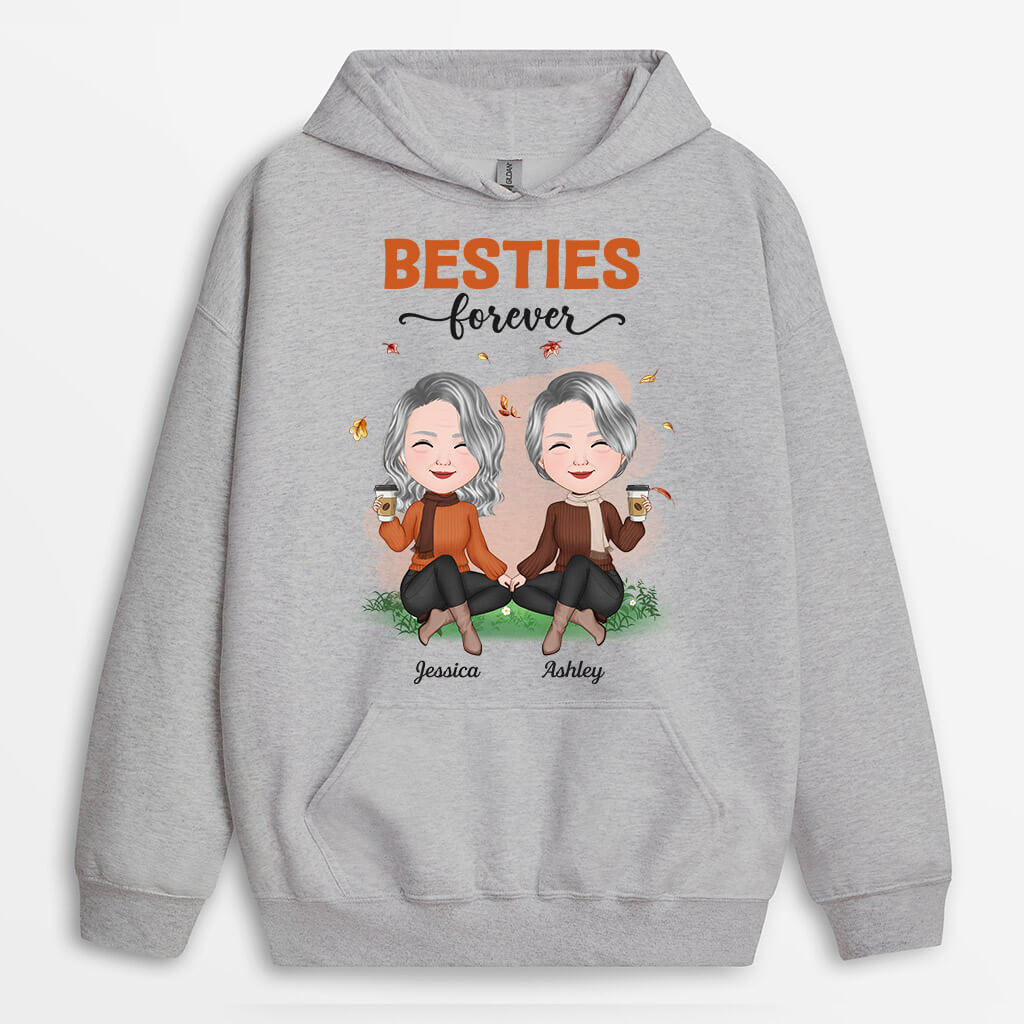Personalized Besties Forever in Fall Season Hoodie