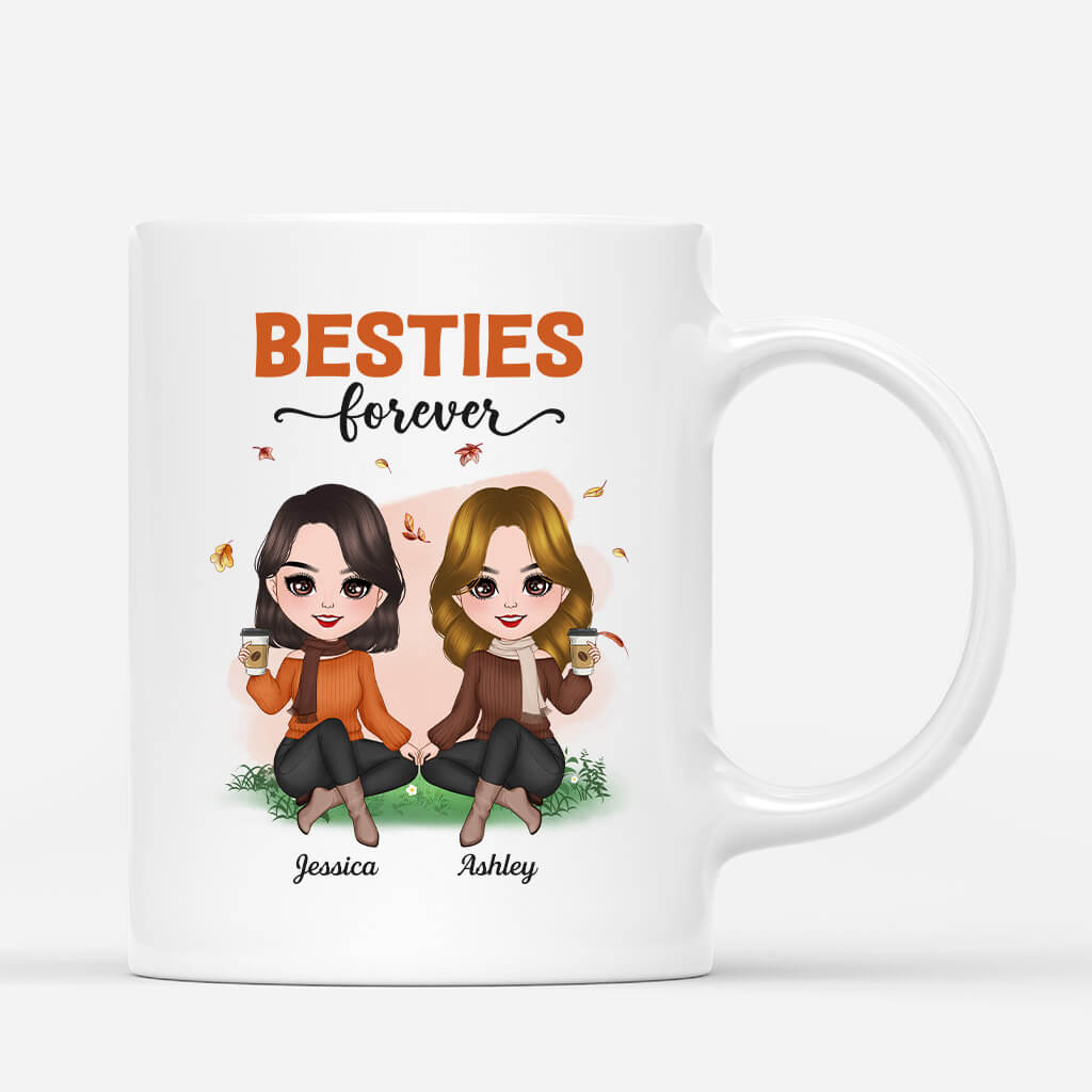 Personalized Besties Forever in Fall Season Mug