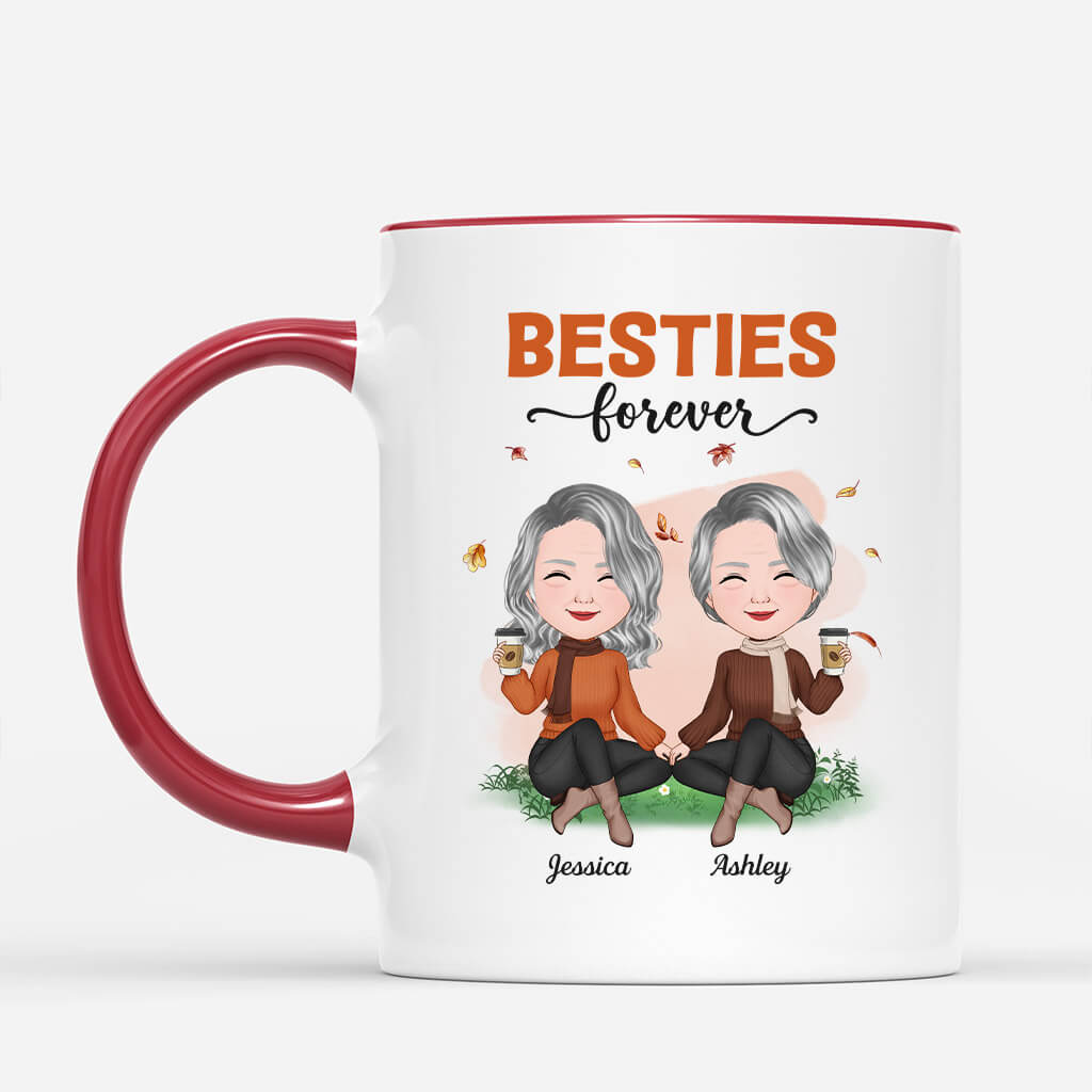 Personalized Besties Forever in Fall Season Mug