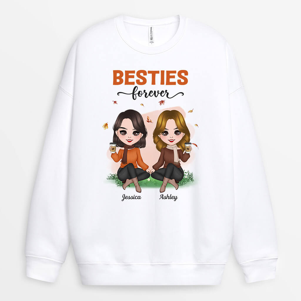 Personalized Besties Forever in Fall Season Sweatshirt