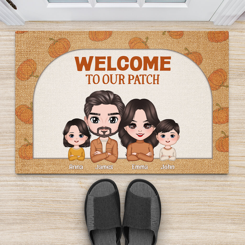 Welcome To Our Patch Fall Season Door Mat - Personalised Family Presents