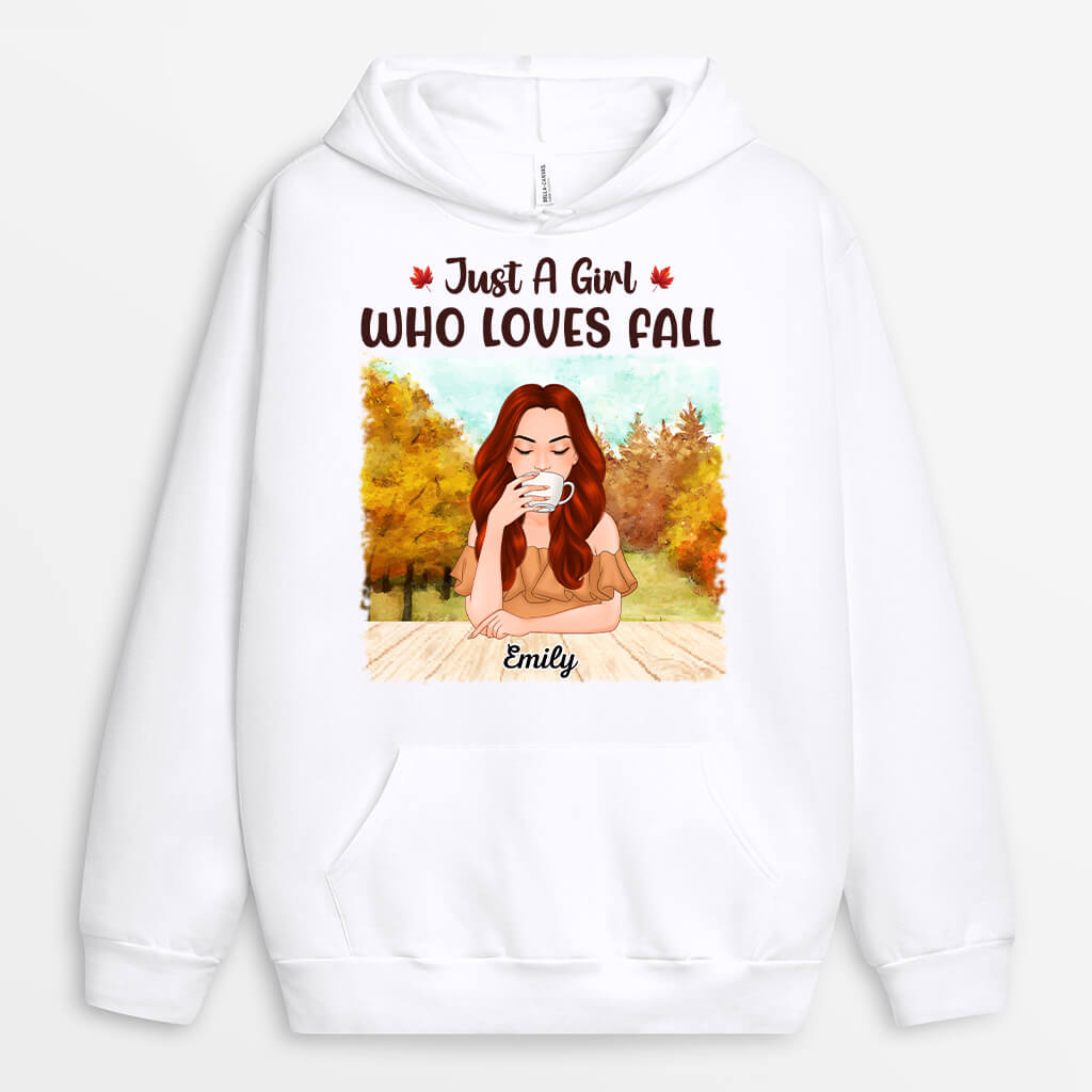 Personalized Just A Girl Loving Fall Hoodie