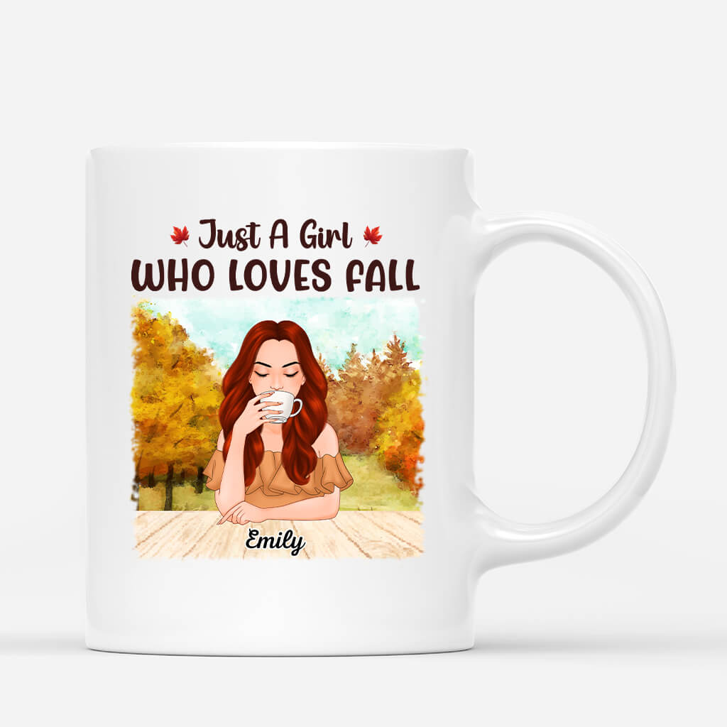 Personalized Just A Girl Loving Fall Mug