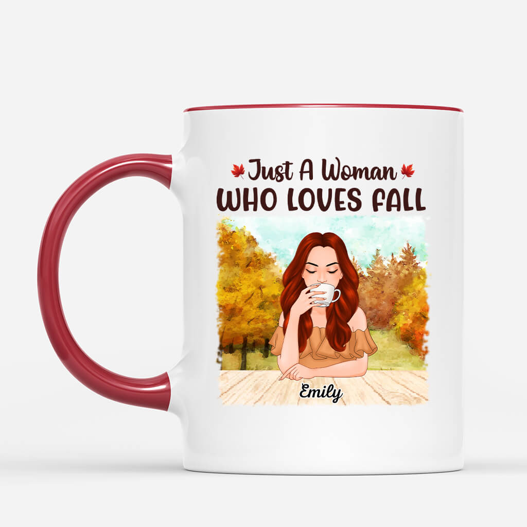 Personalized Just A Girl Loving Fall Mug
