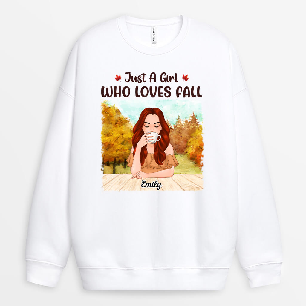 Personalized Just A Girl Loving Fall Sweatshirt