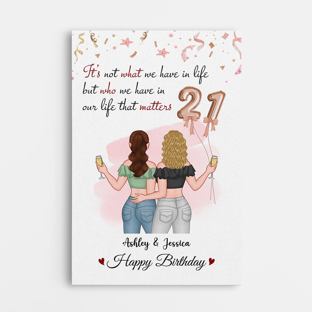 Personalized Happy 21st Birthday Bestie Canvas