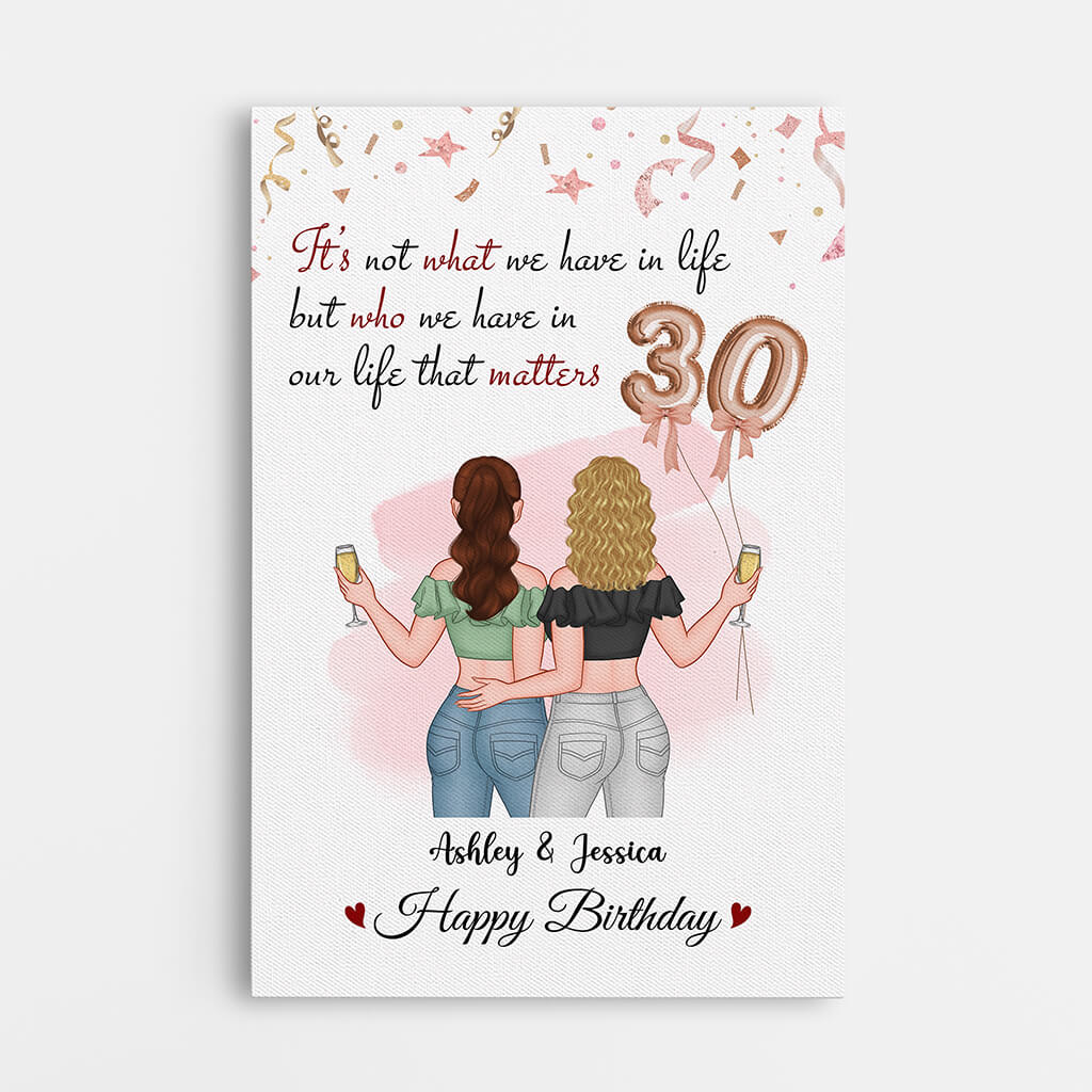 Personalized Happy 30th Birthday Bestie Canvas