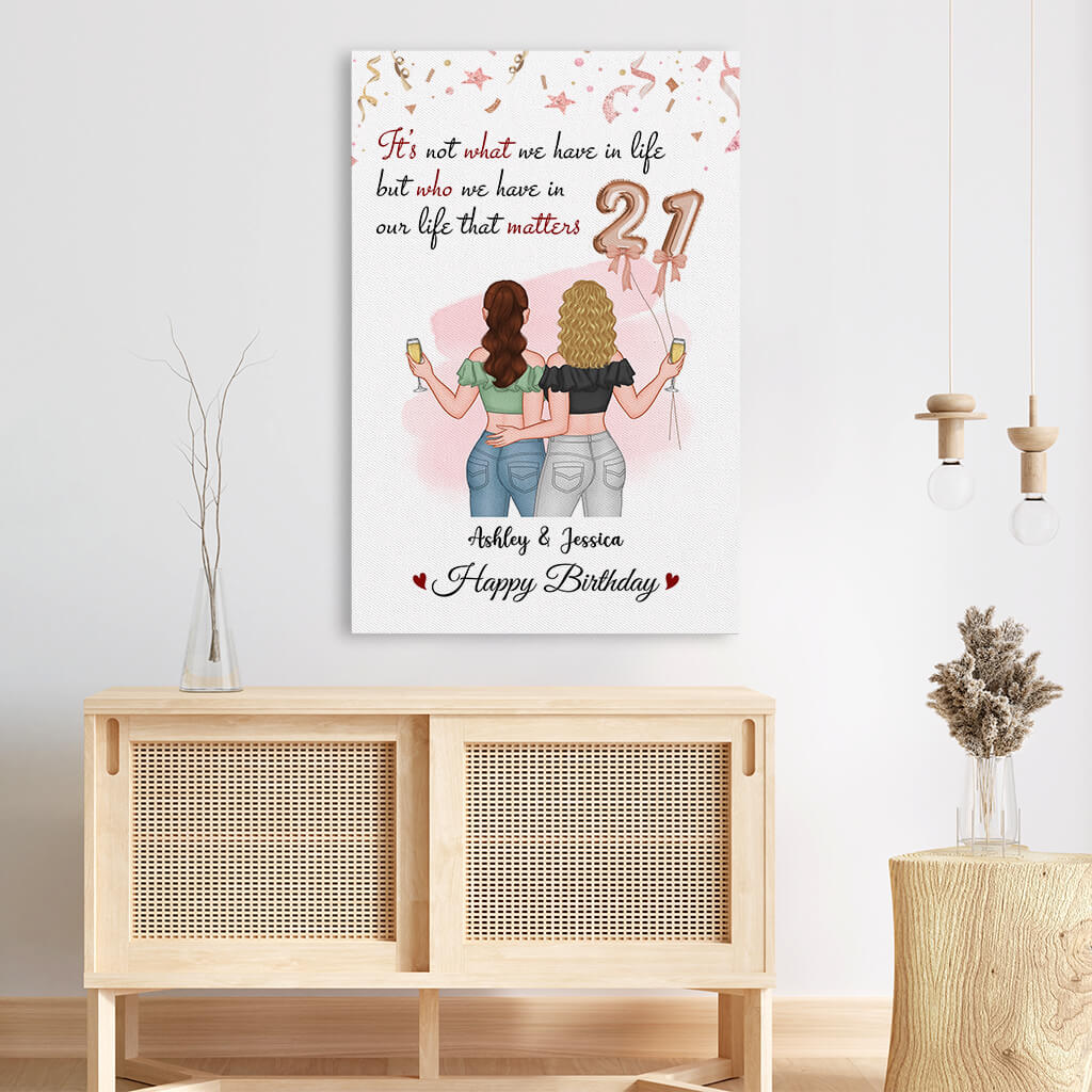 Personalized Happy 21st Birthday Bestie Canvas