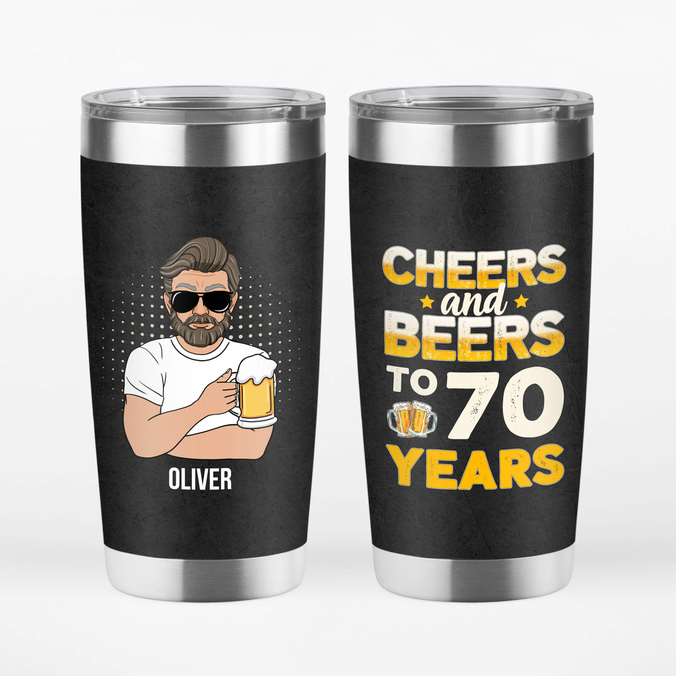 Personalized Cheers And Beers To 70 years Tumbler