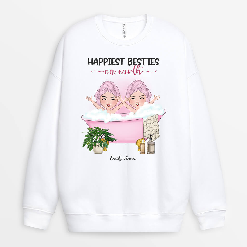 Personalized Happiest Besties On Earth Sweatshirt