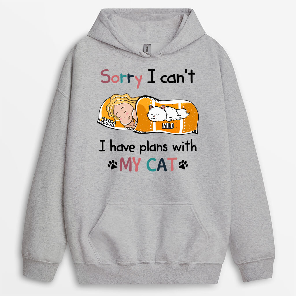 Personalized Sorry I Have Plans With My Cat Hoodie