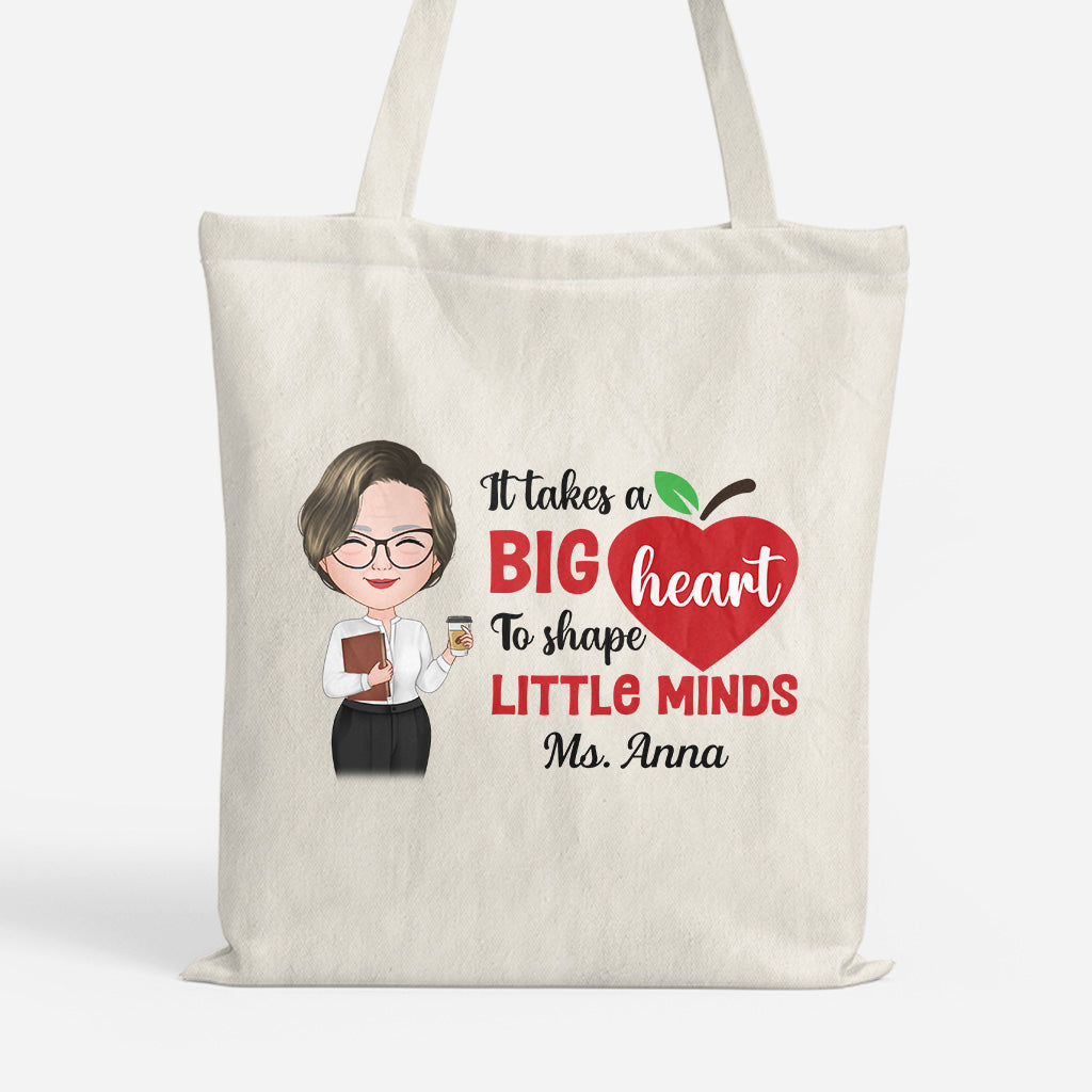 Personalized Take A Big Heart To Shape Little Minds Tote Bag