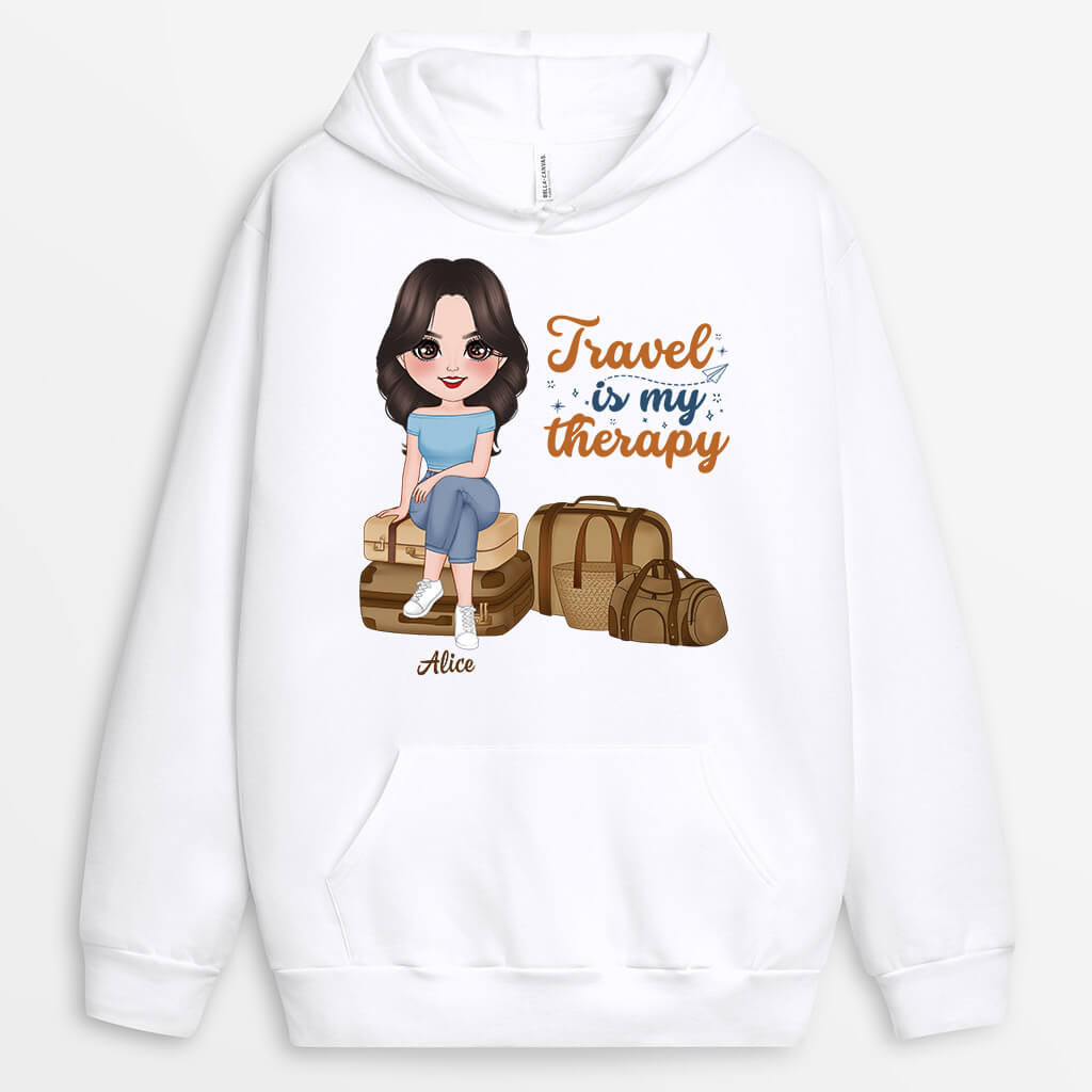 Personalized Travel Is My Best Therapy Hoodie