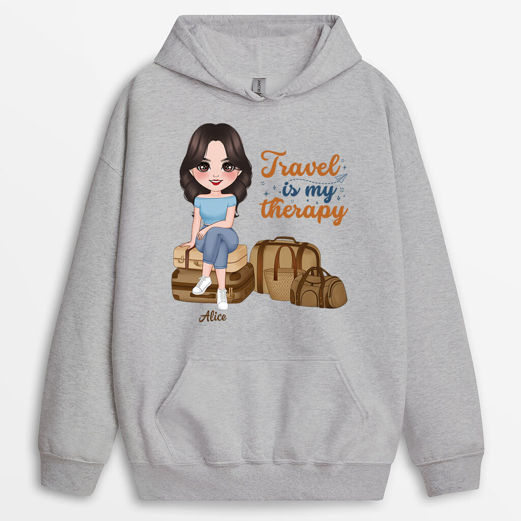Personalized Travel Is My Best Therapy Hoodie