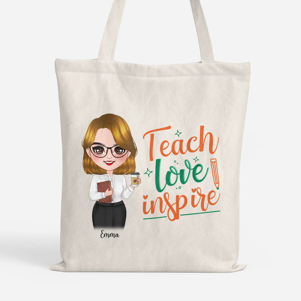 Personalized Teach Love Inspire Tote Bag