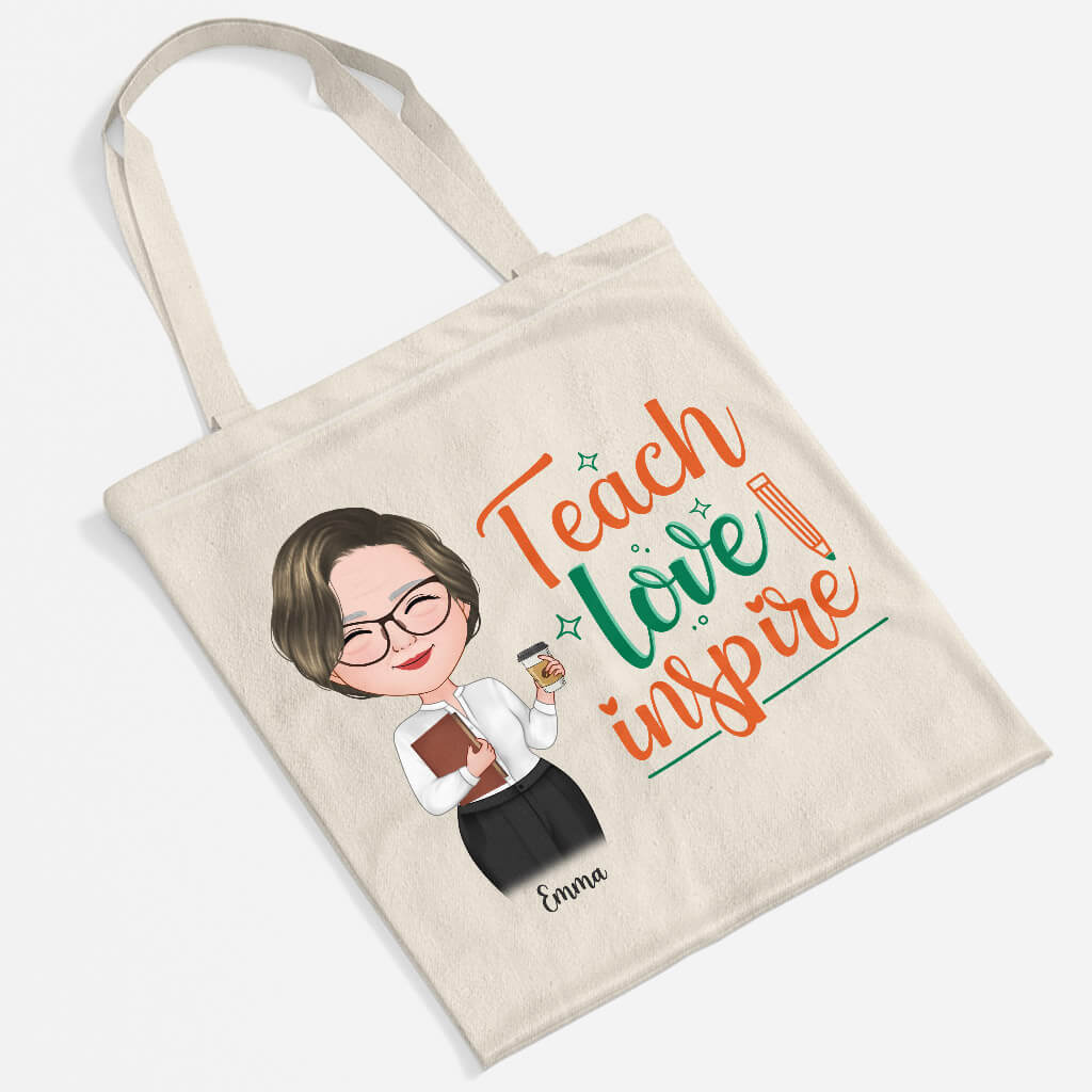 Personalized Teach Love Inspire Tote Bag