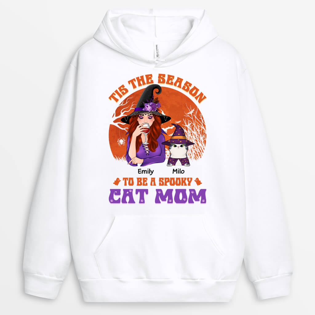 Personalized Tis The Season Spooky Cat Mom Hoodie