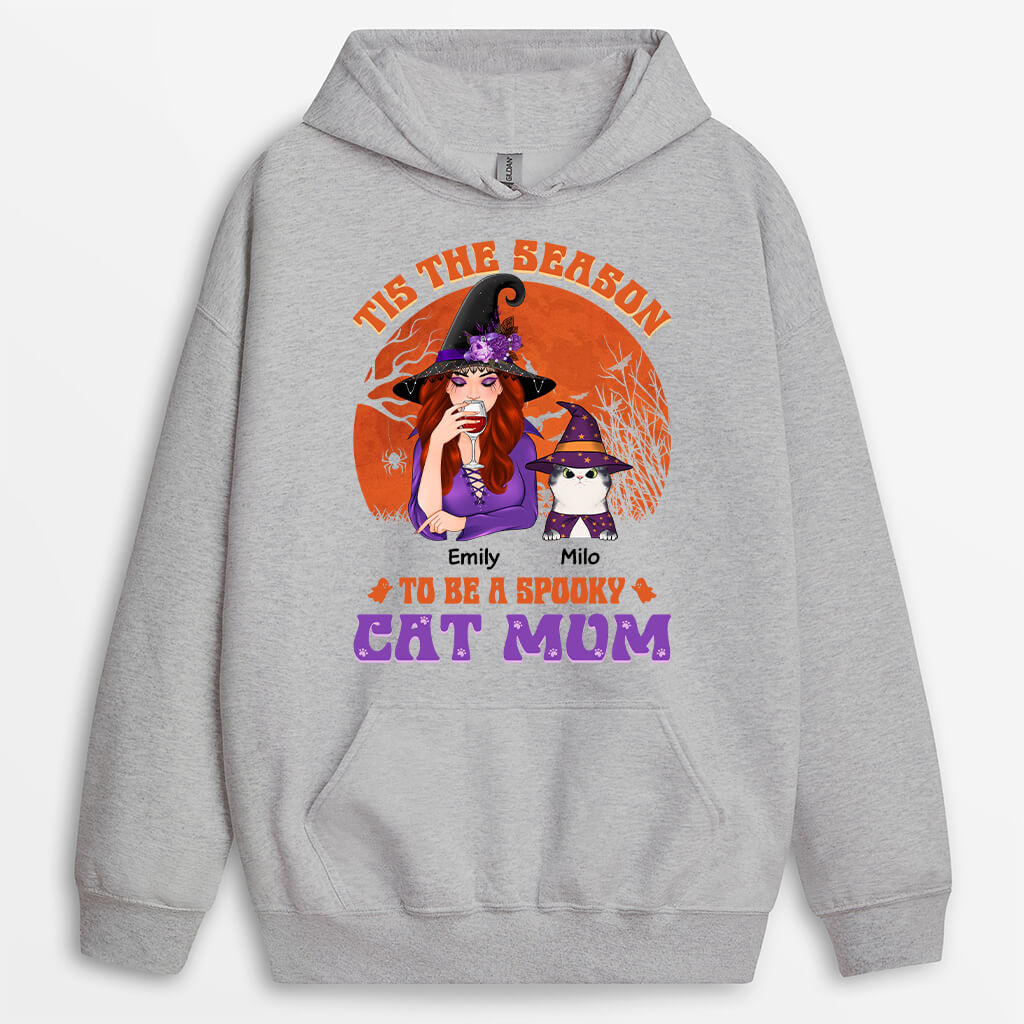Personalized Tis The Season Spooky Cat Mom Hoodie