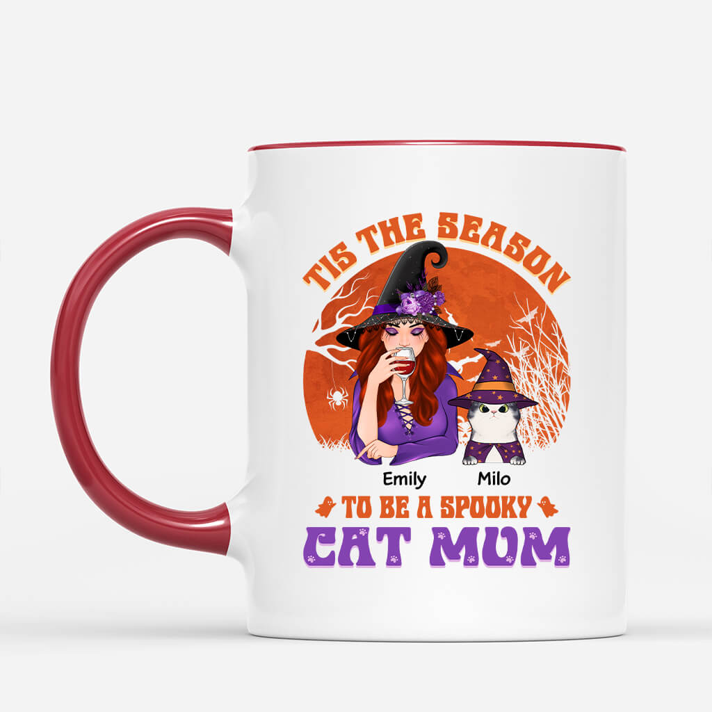 Personalized Tis The Season Spooky Cat Mom Mug