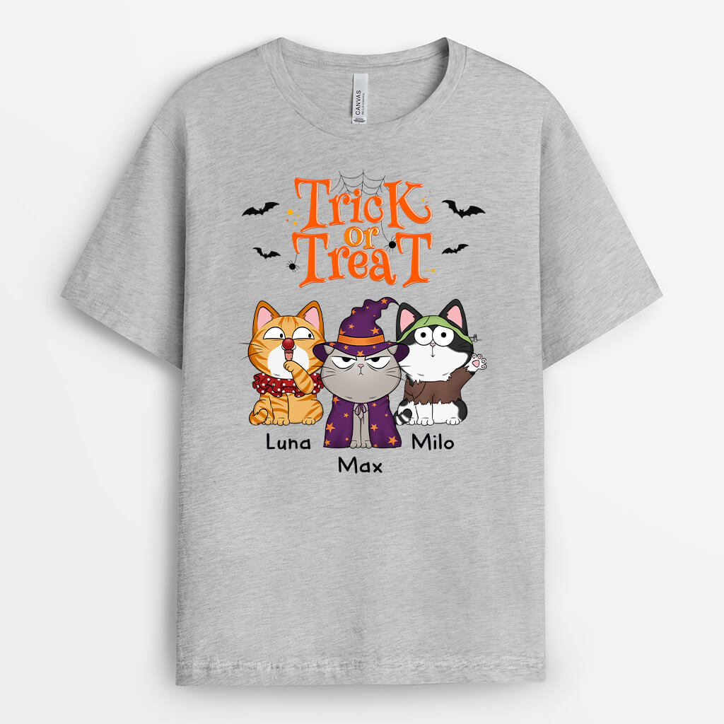 Trick Or Treat T-Shirt - Personalized Halloween Gifts for Cat Lovers
