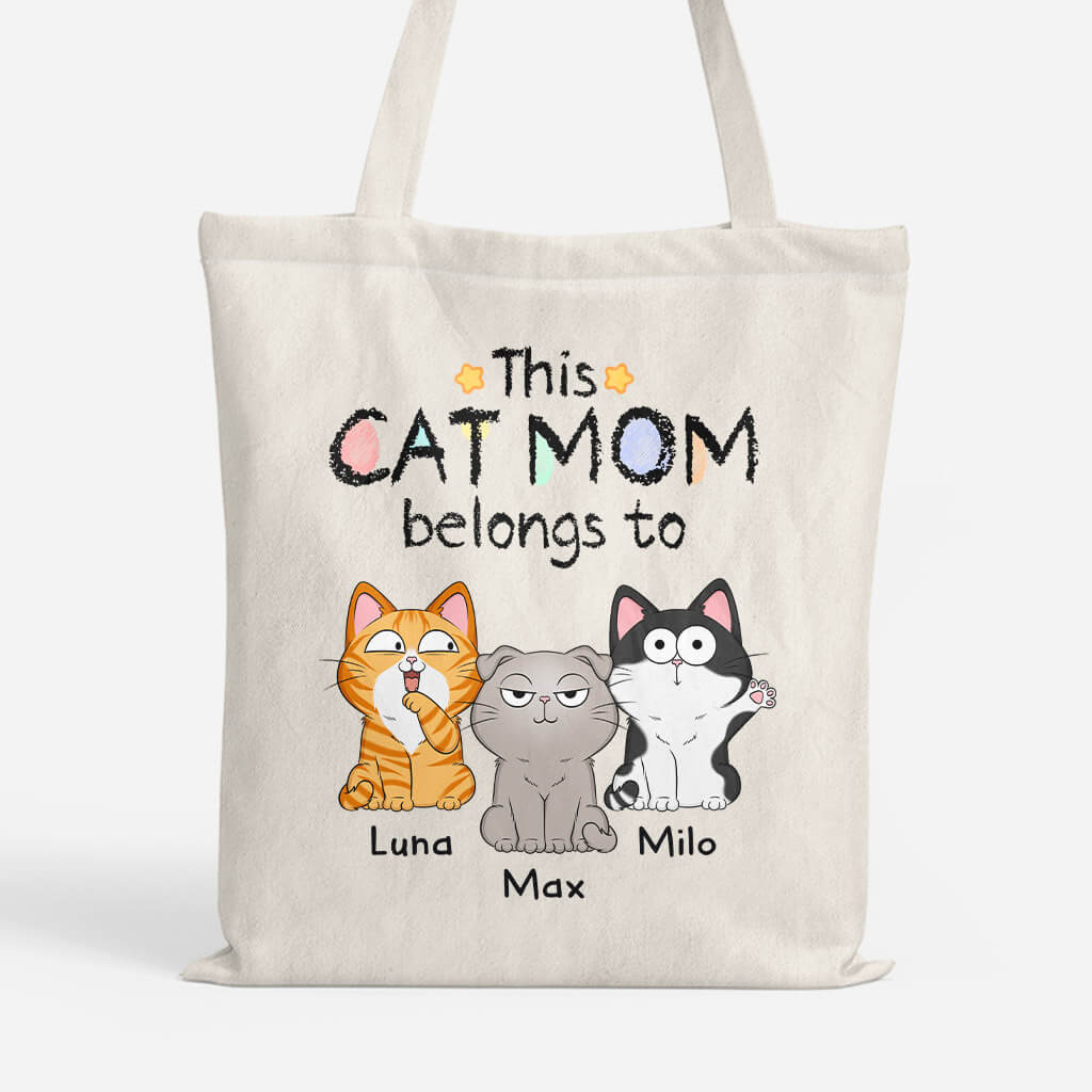 Personalized This Cute Cat Mom Belongs To Tote Bag