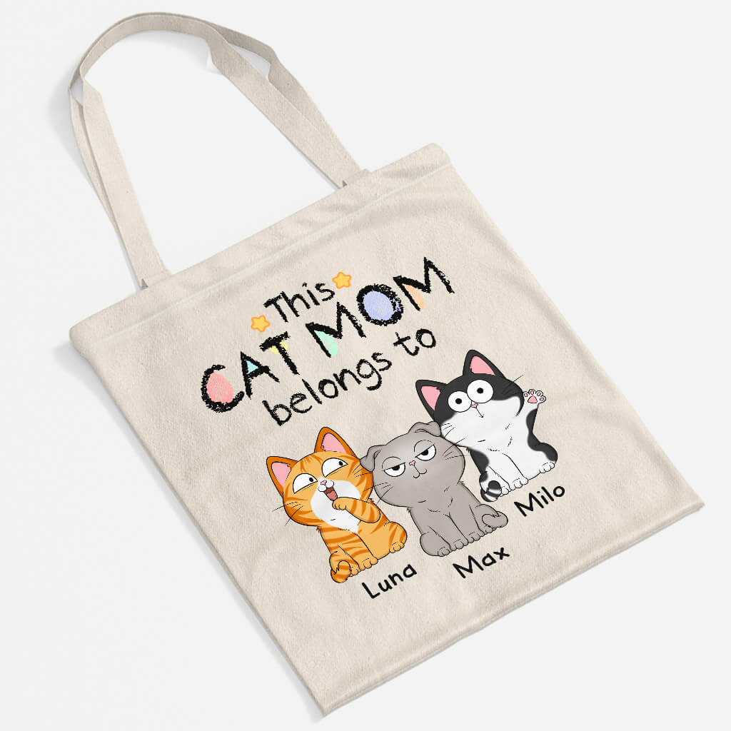 Personalized This Cute Cat Mom Belongs To Tote Bag