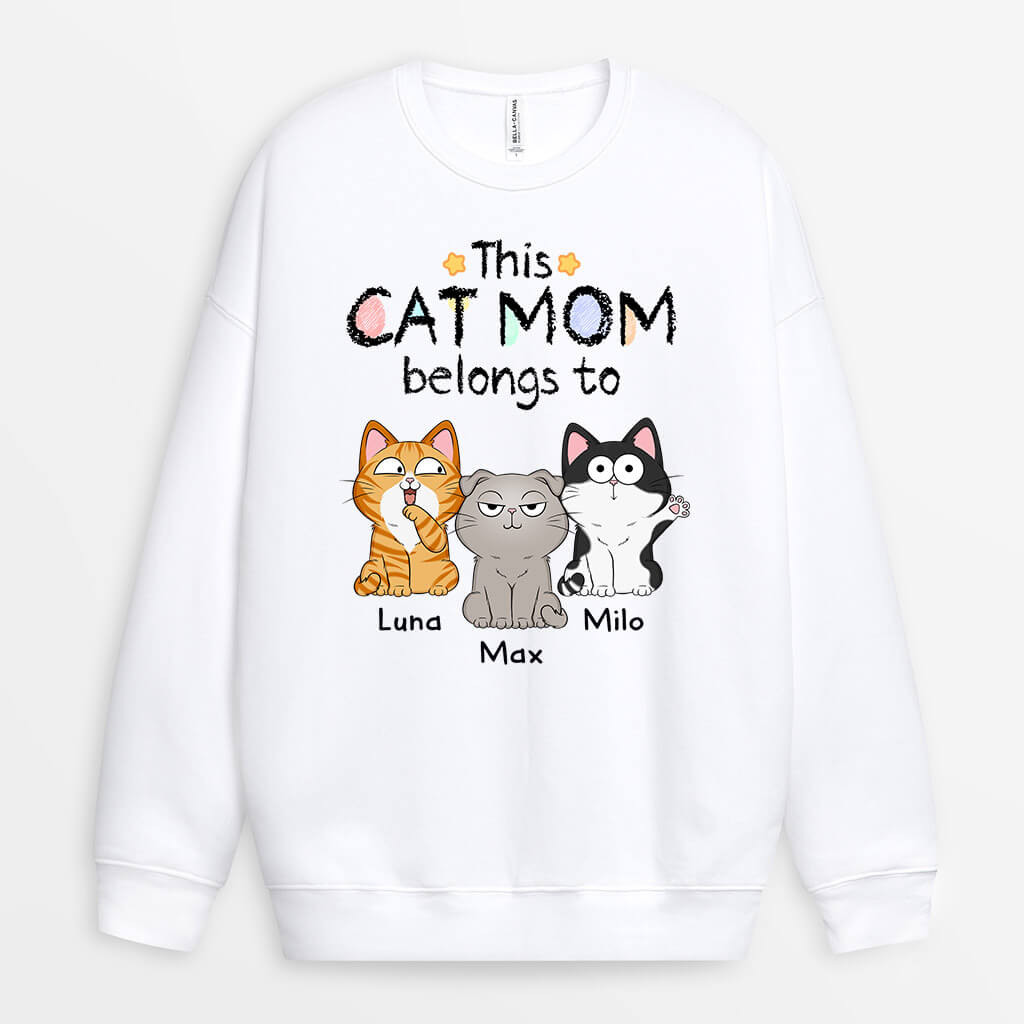 Personalized This Cute Cat Mom/Dad Belongs To Sweatshirt