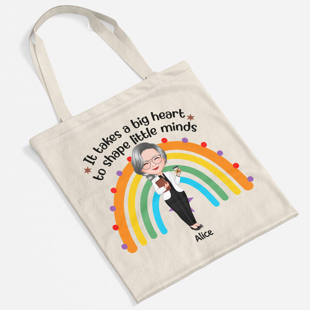 Personalized Big Heart Shapes Little Minds Tote Bag