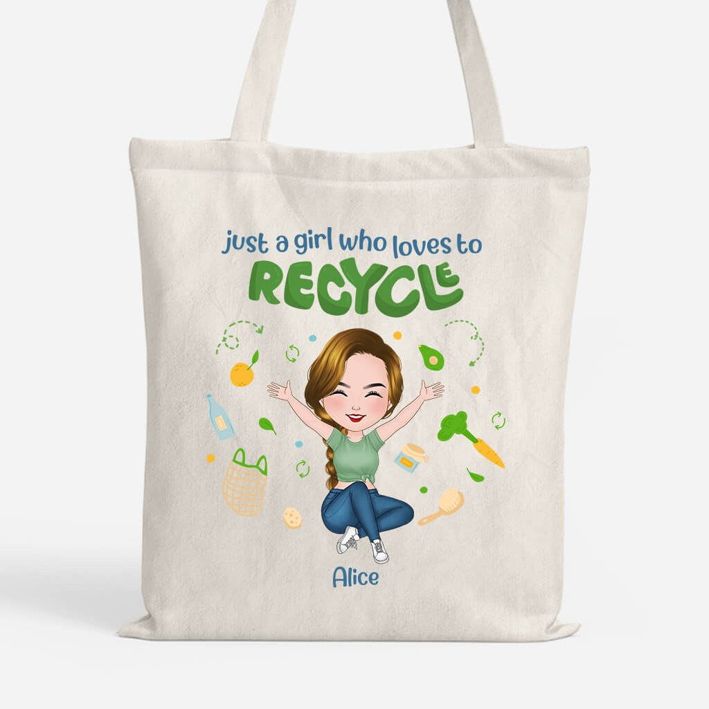 Personalized Just A Girl Who Loves To Recycle Tote Bag