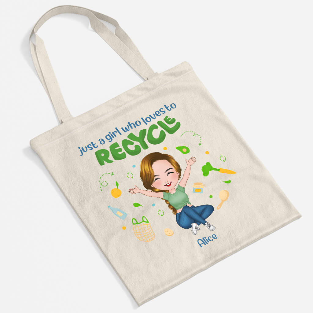 Personalized Just A Girl Who Loves To Recycle Tote Bag
