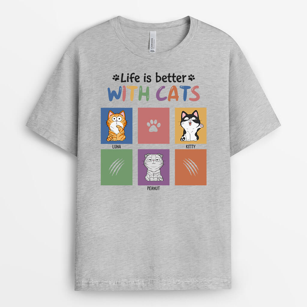 Life Is Much Better With Cats - Custom Pet Shirts For Humans
